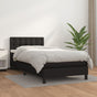 Box Spring Bed with Mattress Black King Single Size