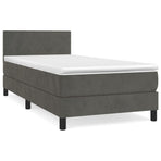 Box Spring Bed with Mattress Dark Grey King Single Size Velvet