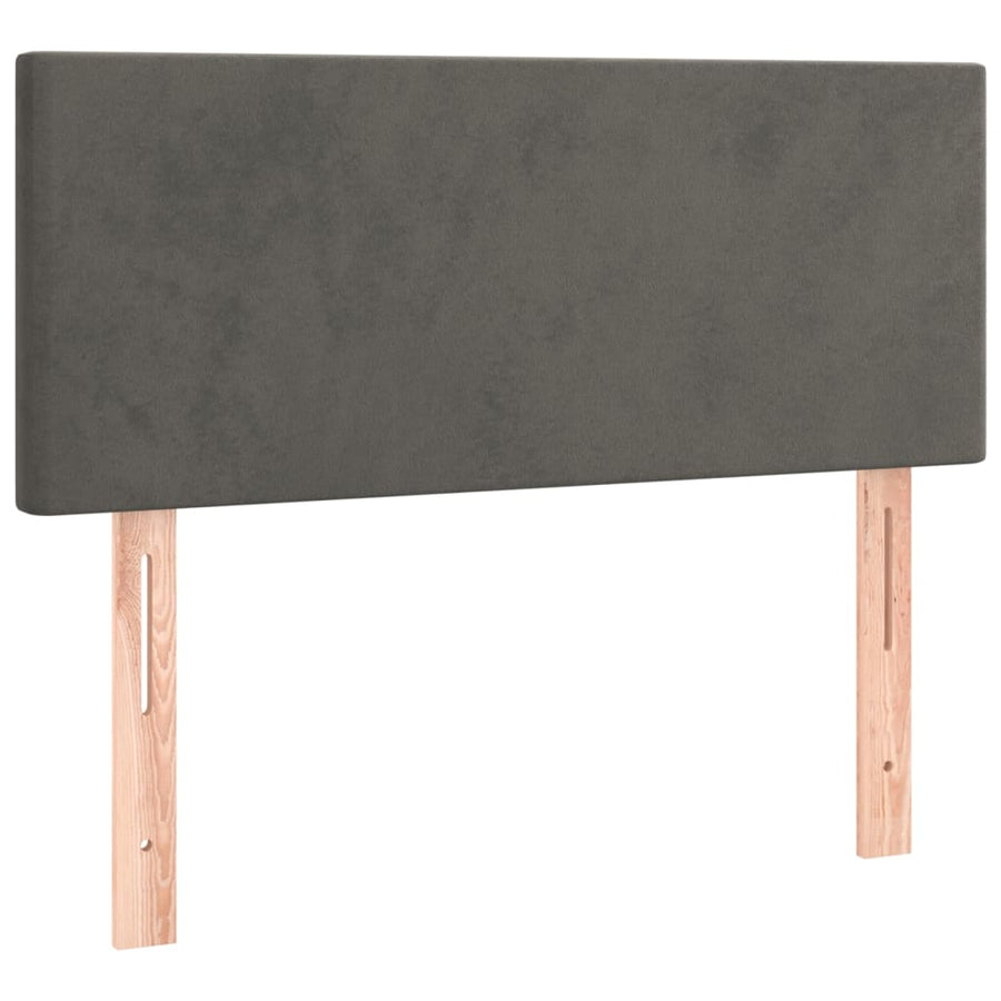 Box Spring Bed with Mattress Dark Grey King Single Size Velvet