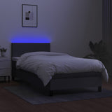 Box Spring Bed with Mattress&LED Dark Grey 100x200cm Fabric - Side View