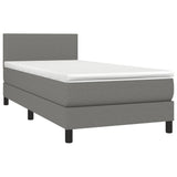 Box Spring Bed with Mattress&LED Dark Grey 100x200cm Fabric - Top-Down View