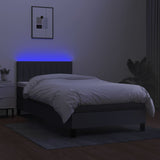 Box Spring Bed with Mattress&LED Dark Grey 100x200cm Fabric - Side View