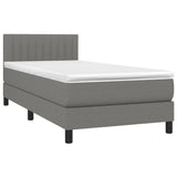 Box Spring Bed with Mattress&LED Dark Grey 100x200cm Fabric - Top-Down View