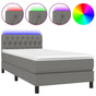 Box Spring Bed with Mattress&LED Dark Grey King Single Size