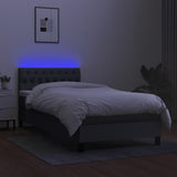 Box Spring Bed with Mattress&LED Dark Grey 100x200cm Fabric - Side View
