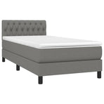 Box Spring Bed with Mattress&LED Dark Grey King Single Size