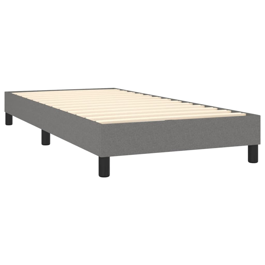 Box Spring Bed with Mattress&LED Dark Grey King Single Size
