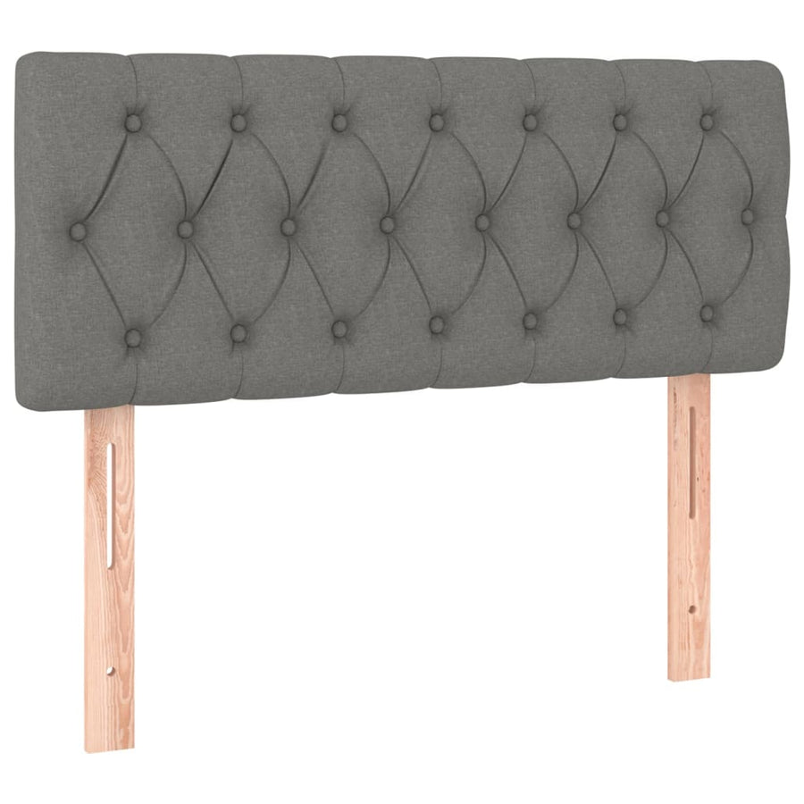 Box Spring Bed with Mattress&LED Dark Grey King Single Size