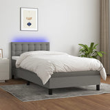 Box Spring Bed with Mattress&LED Dark Grey 100x200cm Fabric