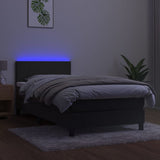 Box Spring Bed with Mattress&LED Dark Grey 100x200cm Velvet