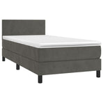Box Spring Bed with Mattress&LED Dark Grey King Single Size