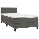 Box Spring Bed with Mattress&LED Dark Grey 100x200cm Velvet - Top-Down View
