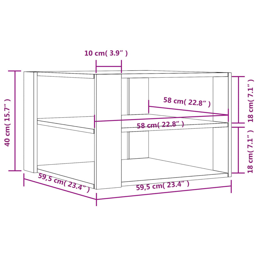 Coffee Table Black 58x58x40 cm Engineered Wood