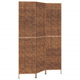 Room Divider 3-Panel Brown 122x180 cm Water Hyacinth - Front View