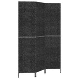 Room Divider 3-Panel Black 122x180 cm Water Hyacinth - Front View