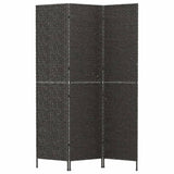 Room Divider 3-Panel Black 122x180 cm Water Hyacinth - Side View