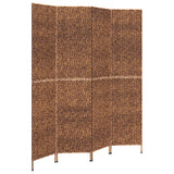 Room Divider 4-Panel Brown 163x180 cm Water Hyacinth - Front View