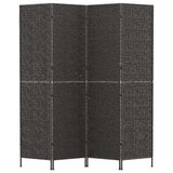 Room Divider 4-Panel Black 163x180 cm Water Hyacinth