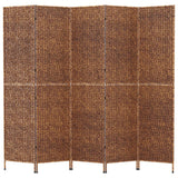 Room Divider 5-Panel Brown 205x180 cm Water Hyacinth - Side View