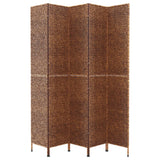 Room Divider 5-Panel Brown 205x180 cm Water Hyacinth - Top-Down View
