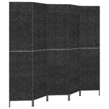Room Divider 5-Panel Black 205x180 cm Water Hyacinth - Front View