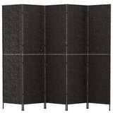 Room Divider 5-Panel Black 205x180 cm Water Hyacinth