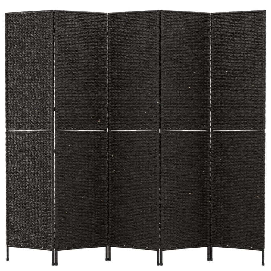 Room Divider 5-Panel Black 205x180 cm Water Hyacinth