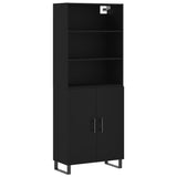 Highboard Black 69.5x34x180 cm Engineered Wood - Front View