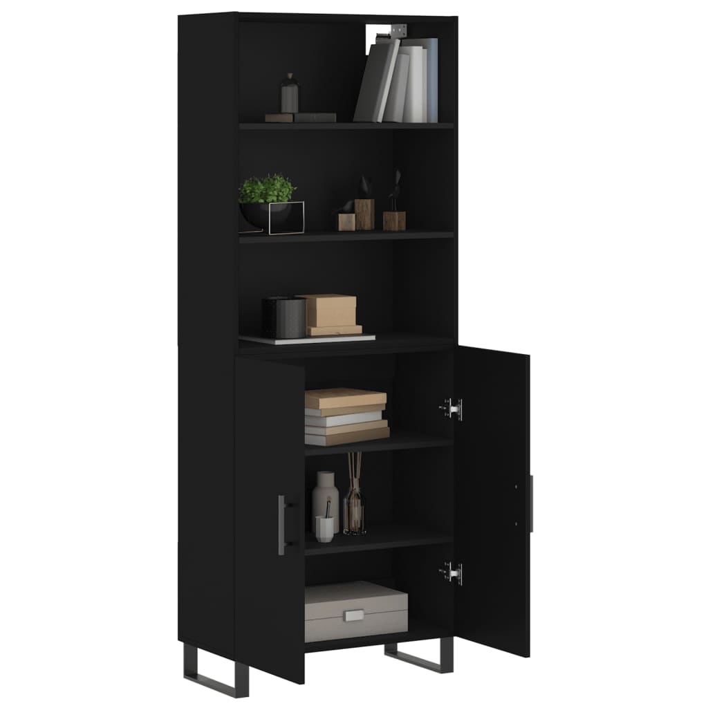 Highboard Black 69.5x34x180 cm Engineered Wood