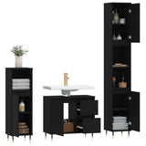3 Piece Bathroom Furniture Set Black Engineered Wood - Top-Down View