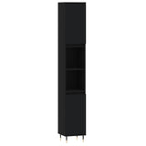 3 Piece Bathroom Furniture Set Black Engineered Wood - 45-Degree Angle