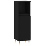 3 Piece Bathroom Furniture Set Black Engineered Wood - Close-Up Angle