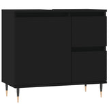 3 Piece Bathroom Furniture Set Black Engineered Wood - Extra Image