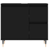 3 Piece Bathroom Furniture Set Black Engineered Wood - Extra Image