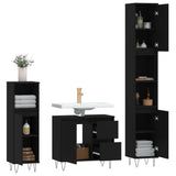 3 Piece Bathroom Furniture Set Black Engineered Wood - Top-Down View