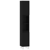 3 Piece Bathroom Furniture Set Black Engineered Wood - 45-Degree Angle