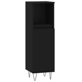 3 Piece Bathroom Furniture Set Black Engineered Wood - Close-Up Angle