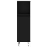3 Piece Bathroom Furniture Set Black Engineered Wood