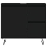 3 Piece Bathroom Furniture Set Black Engineered Wood - Extra Image
