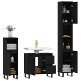 3 Piece Bathroom Furniture Set Black Engineered Wood - Top-Down View