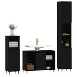 3 Piece Bathroom Furniture Set Black Engineered Wood - Side View