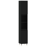 3 Piece Bathroom Furniture Set Black Engineered Wood - 45-Degree Angle