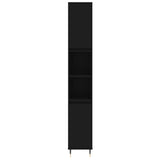 3 Piece Bathroom Furniture Set Black Engineered Wood - Rear View