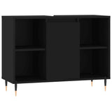 3 Piece Bathroom Furniture Set Black Engineered Wood - Extra Image