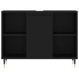 3 Piece Bathroom Furniture Set Black Engineered Wood
