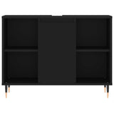 3 Piece Bathroom Furniture Set Black Engineered Wood - Extra Image