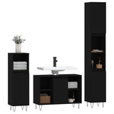 3 Piece Bathroom Furniture Set Black Engineered Wood - Side View