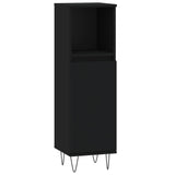 3 Piece Bathroom Furniture Set Black Engineered Wood - Close-Up Angle