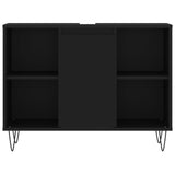 3 Piece Bathroom Furniture Set Black Engineered Wood