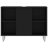 3 Piece Bathroom Furniture Set Black Engineered Wood - Extra Image